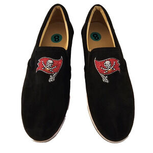 Tampa Bay‎ Buccaneers Women's Black Slip On Sneakers Sz 8 Rhinestones NFL RARE!
